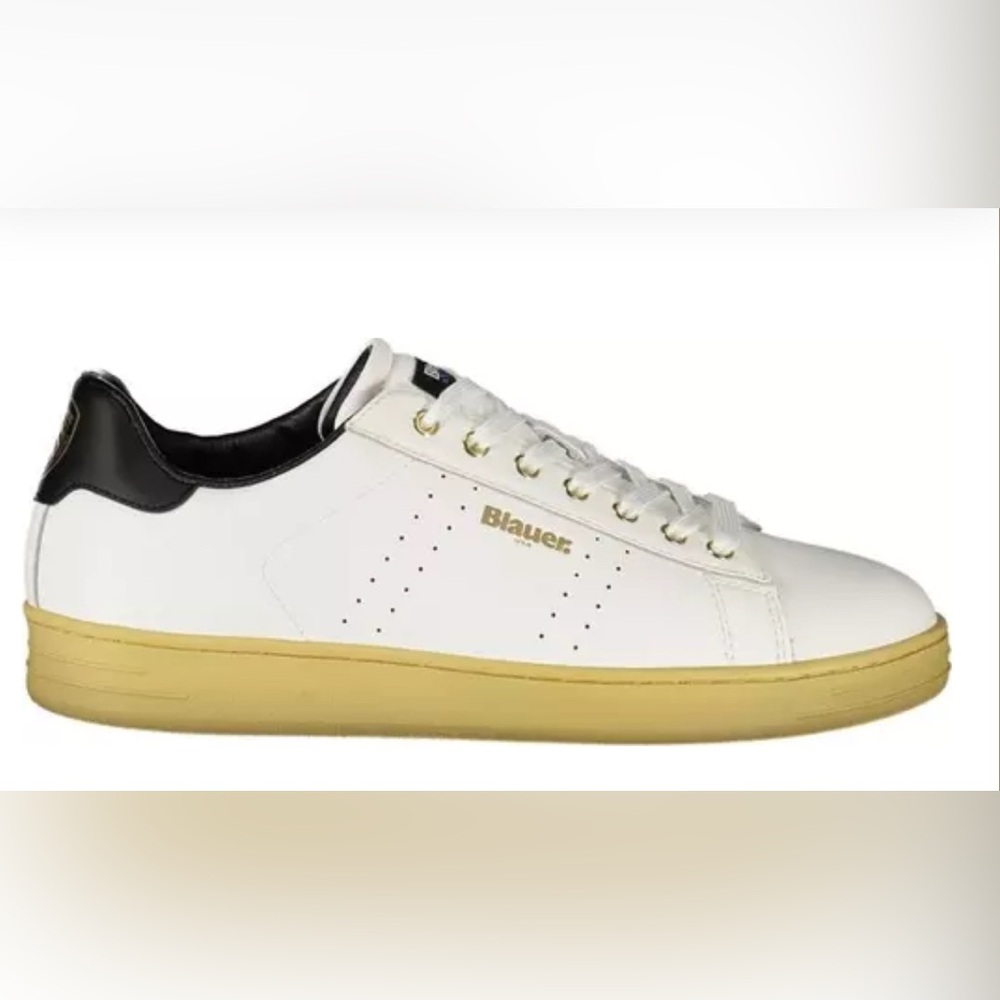 Blauer White and Black Sneakers with Tan Sole